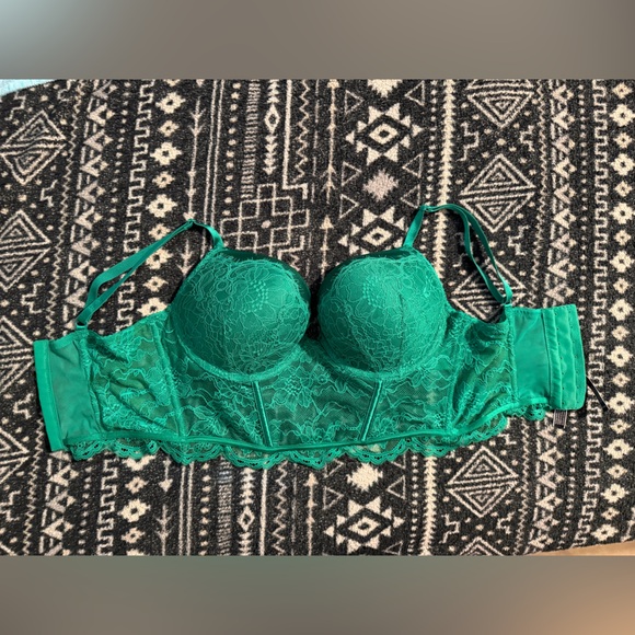 Victoria's Secret Tops - Lace Corset Top|Emerald Green VS Bustier|34D BNWT